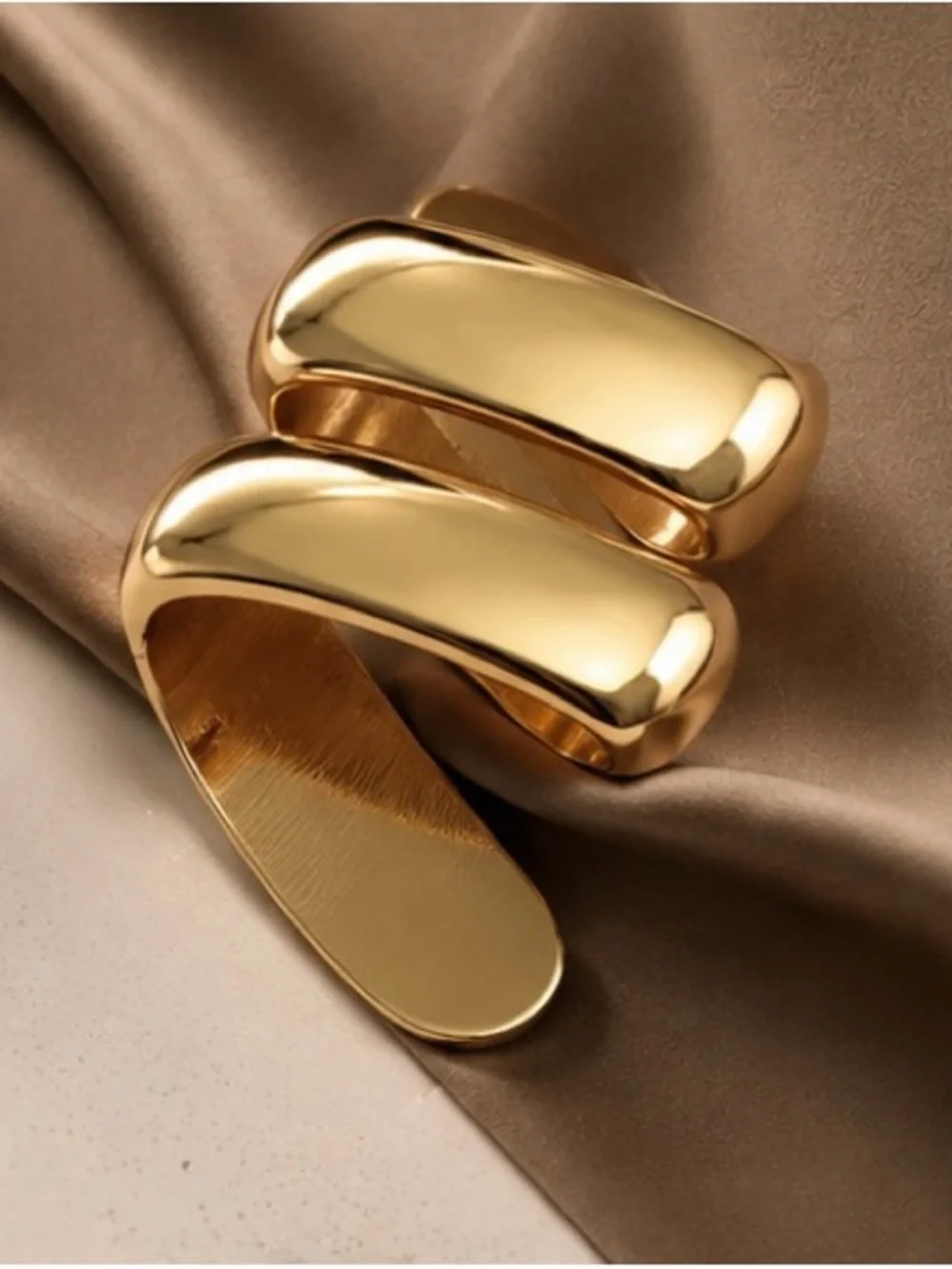 Sculptural Gold Scarf Ring Luxury Silk Scarf Slide Modern Accessory